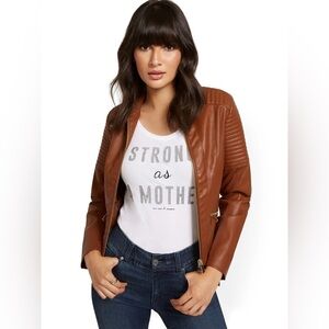 New York & Company Brown Faux Leather Jacket - Size XS NWOT | Chic & Stylish‌‌‌